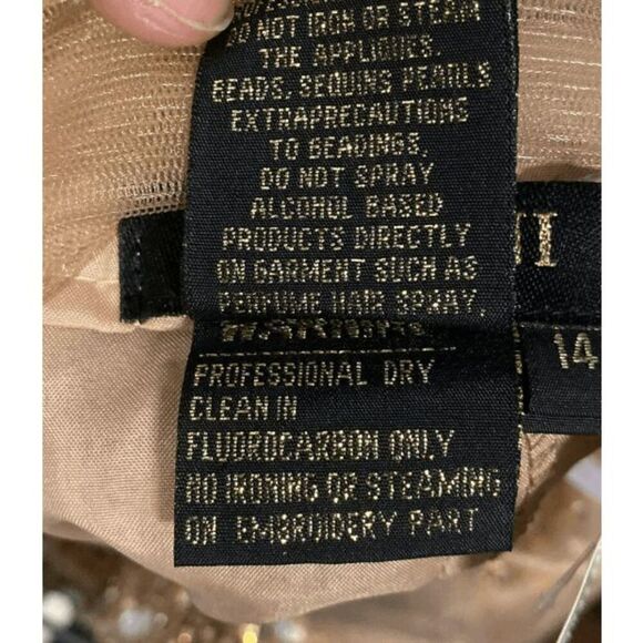 TERANI COUTURE WOMENS MOCHA BEADED LACE MERMAID GOWN  SIZE 14 NWT - Picture 7 of 13